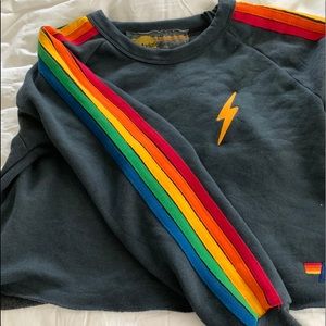 Aviator Nation Navy Cropped Hoodie